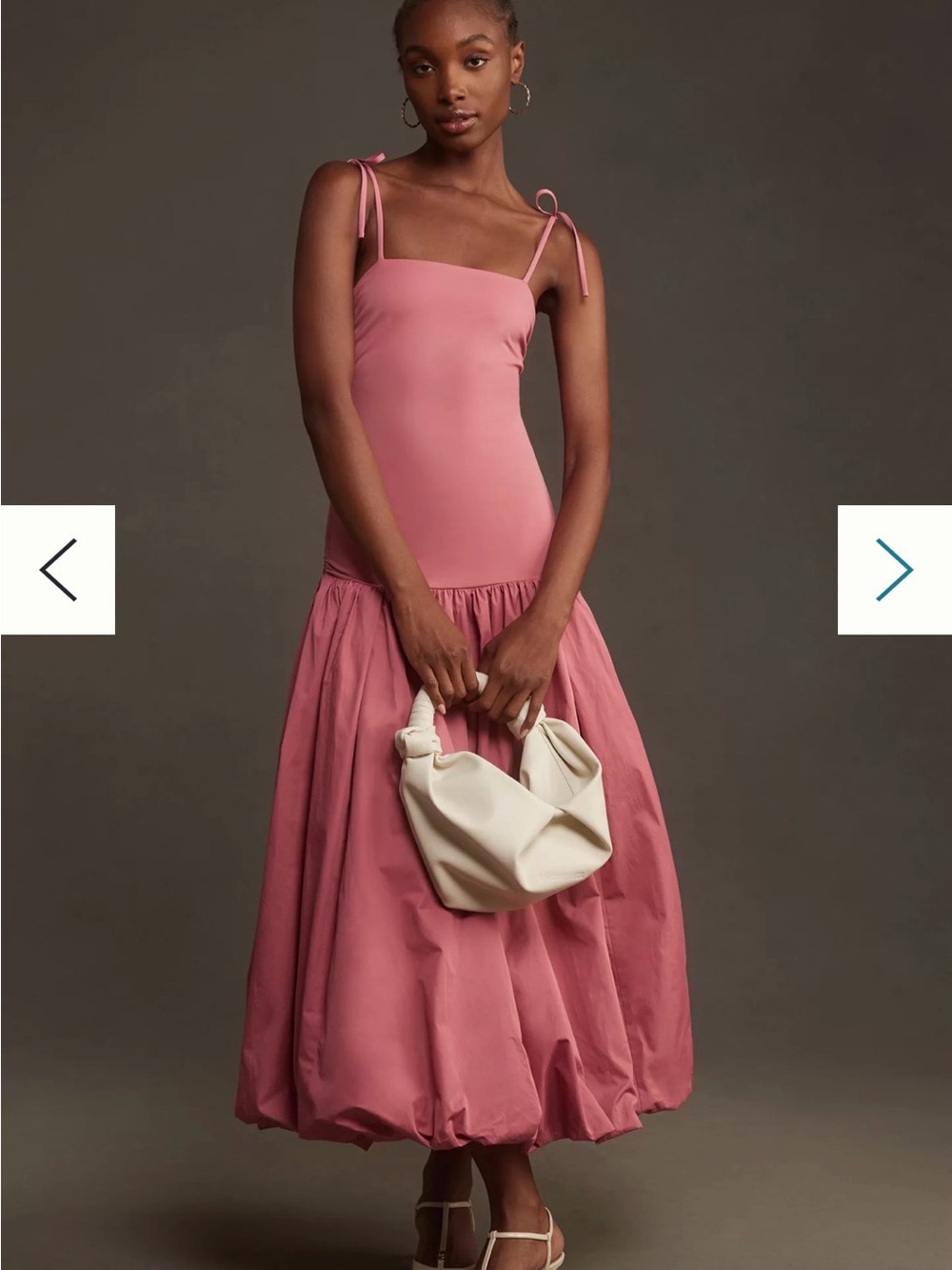 Maeve Sleeveless Pink Tie-Shoulder Midi Dress, Size Small